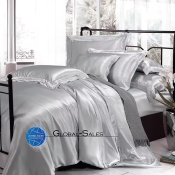 Атласное Дымчатое двуспальное постельное белье Moka Textile 175х210см