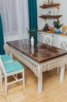 Силиконовая Скатерть Royal House Бежевое Широкое Кружево 170x130см