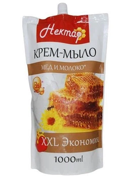 Рідке крем-мило Нектар Мед та молоко дой-пак 1 л