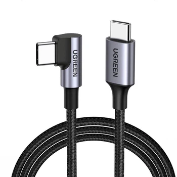 Кабель UGREEN US255 USB-C to USB-C 90˚ 60W QC4.0 PD3.0 3A 2m Black/Gray (50125)
