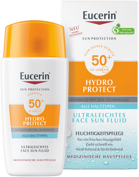 Сонцезахисний ультралегкий флюїд Eucerin Sun Protection для зволоження обличчя з SPF 50+ 50 мл (4005800320354)
