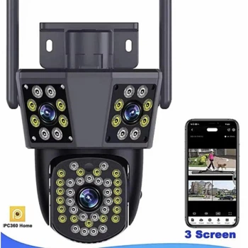 Уличная WIFI камера видеонаблюдения 9MP, 3 объектива C360 home, поворотная три линзы (106902)