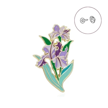 Значок (пин) BROCHE брошь бижутерия Цветы Ирисы фиолетовый BRGV114802