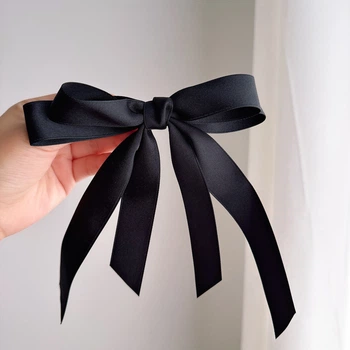 Бант для волосся на заколці шпилька Honey Fashion Accessories чорний (12-299)