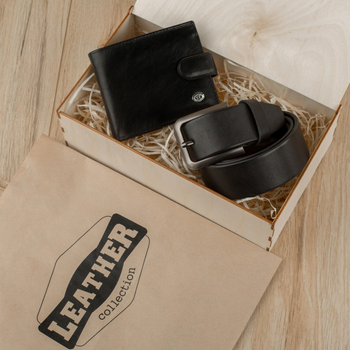 Набір подарунковий для чоловіка Leather Collection (портмоне і ремінь) натуральна шкіра