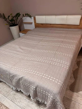 Плед хлопковый Евро 200х230 Кофейный (Д-muslin-2025-005-02)