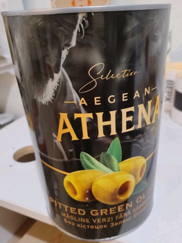 Оливки зелені без кісточки Aegean Athena Pitted Green Olives 4200 мл