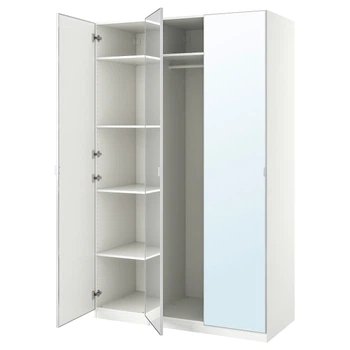 Шкафы с зеркальной дверью 150х60х236 см PAX/AHEIM IKEA 494.297.50 белый/зеркало