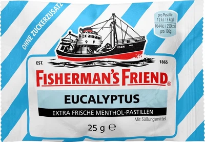 М'ятні цукерки Fisherman`s Friend Eucalyptus Евкаліпт без цукру 25 г