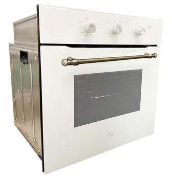 Духовой шкаф газовый Luxor Qualität 60 GIO White Grill Gold Barocco конвектор, белое стекло + набор для подключения пропан в подарок, белый