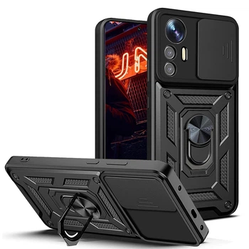 Чехол Fiji Camera Defence для Xiaomi 12 Lite бампер с защитой камеры и подставкой Black