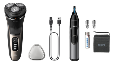 Тример для носа, вух PHILIPS NT3650/16 серії 3000 + Електробритва Philips S3242/12 серії 3000 (комплект)