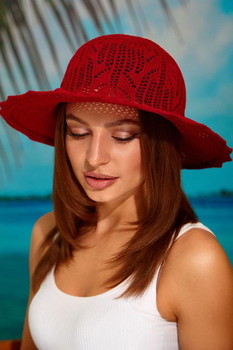 Шляпа женская летняя вязаная Мариса Braxton 4925-1 красный 56-58р