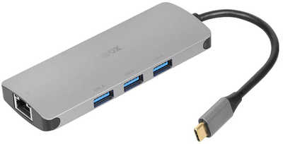 USB Hub iBox USB3.2 RJ45 HDMI 4K PD100W Silver (IUH3RJ4K)