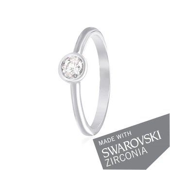 Серебряное кольцо классическое тоненькое SWAROVSKI, Размер 15,5, Вес: 1.6 г