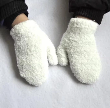 Варежки детские теплые Тедди Baby Soft 1 до 4 лет белые Рукавички для детей бархатные