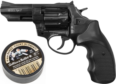 Набор Револьвер Флобера Voltran Ekol Viper 3" Black (Z20.5.003) + Патроны Флобера Sellier & Bellot Randz Curte 4 мм 0.5 г 200 шт (12110101)