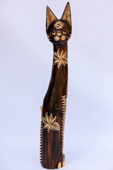 Статуэтка Кошка расписная в цветочек 60 см (19 286цв-3)