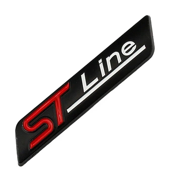 Емблема ST line Ford (метал, чорний, матовий) 8,3*1,6 см