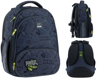 Рюкзак шкільний каркасний GoPack Education Super Skater 38x28x15 см 12.5 л Сірий (GO25-597M-4)