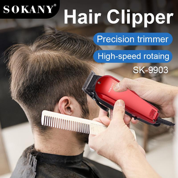 Профессиональная машинка для стрижки волос и бороды Sokany SK-9903 Pro Красный + Масло