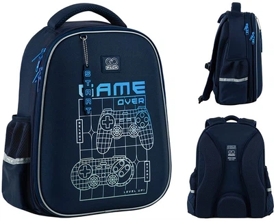 Рюкзак шкільний напівкаркасний GoPack Education Level Up 38x28x13 см 15 л Синій (GO25-165M-7)