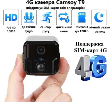 IP Миникамера Camsoy T9 с поддержкой 4G Sim-карты удаленный просмотр тепловой датчик движения PIR ночная запись