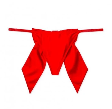 Женские трусики камни со стразами Victoria's Secret Satin Twinkle Bow V-String Panty S красные
