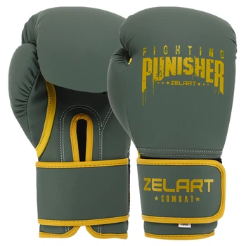 Перчатки боксерские PU Zelart PUNISHER BO-7553 (размер 14oz, оливковый)