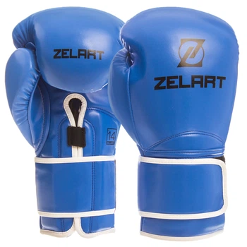 Перчатки боксерские PU Zelart Pro (размер 14oz, Синий) (BO-1391_Синий_14_унции)