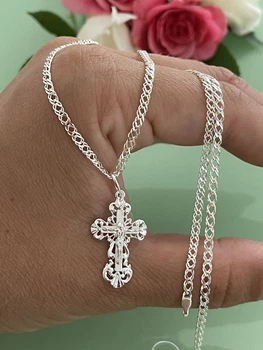 Комплект религиозный серебряный Крестик с цепочкой (женский или детский) 50см 4 грамм Аргентум