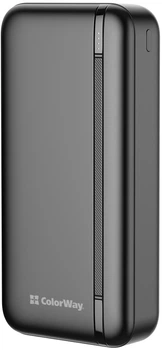 УМБ ColorWay Power Bank 20000 mAh Portable Charger (USB QC3.0 + USB-C PD22.5W) Black (CW-PB200LPB4BK-PD)