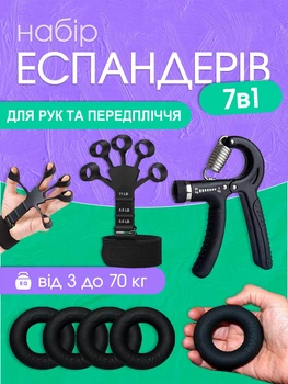 Эспандеры для рук пальцев кисти эластичные резиновые ручные набор 7 в 1 кистевой эспандер пружинный тренажер резиновое кольцо ножницы резинка для тренировок и реабилитации после травм Newt power grip set нагрузка 3 4 5 30 40 50 60 70 кг