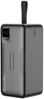 УМБ ColorWay Power Bank 50000 mAh Digital Display (USB QC3.0 + USB-C Power Delivery 22.5W) Black (CW-PB500LPC5BK-PDD)