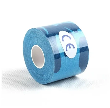Тейп Кінезіо 3.8 см, кінезіологічна стрічка Kinesiology Tape Sportstape Sport & Therapy, 3.8 см, камуфляж синій
