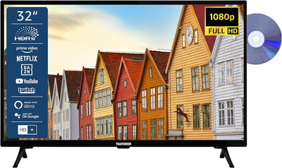 Телевизор 32" TELEFUNKEN XF32SN550SD / Full HD / 60 Гц / LCD / Smart TV / Wi-Fi / Bluetooth / T2 / DVD Б/В