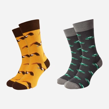 Набор мужских носков высоких хлопковых VividSocks 0009Н 40-45 2 пары Желтый/Серый (4820216200009)