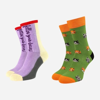 Набор женских носков высоких хлопковых VividSocks 0014H 36-45 2 пары Зеленый/Фиолетовый (4820216200014)