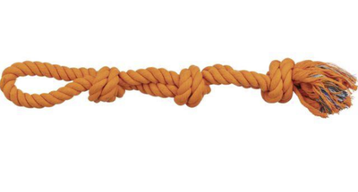 Игрушка для собак Trixie DentaFun Playing Rope канат с 3 узлами оранжевый 60 см TX-3275