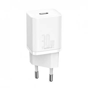 Зарядное сетевое устройство Baseus Super Si 30W Type-C 3A с функцией быстрой зарядки QC3.0+PD3.0 (CCSUP-J02) White