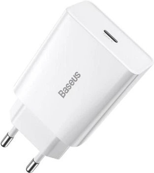 Зарядний мережевий пристрій Baseus Speed Mini 20W Type-C 3A з функцією швидкої зарядки QC3.0+PD3.0 (CCFS-SN02) White