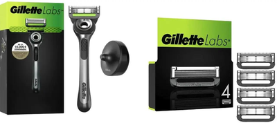 Станок (бритва) для гоління Gillette Labs з 1 касетою та 4 картриджі в упаковці (6838555)