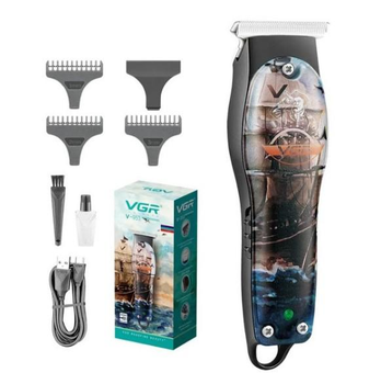 Машинка для стрижки волос аккумуляторная VGR V 953 триммер для бороды и усов с насадками