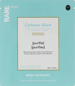Чорна тканинна маска для очищення й детоксу шкіри - RARE Paris Carbone Glace Ecological Cellulose Facial Mask 5x23ml (861741-4186)