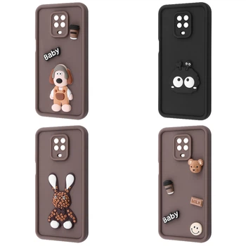 Чехол мультяшный с фигурками WAVE Pretty Things Case для Xiaomi Redmi Note 9S/Note 9 Pro brown/fluffy white