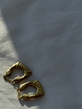 Сережки з нержавіючої сталі кульчики у вінтажному стилі золотистого кольору ( 2519202044)