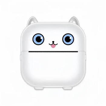 Термопринтер детский Mini Printer Котик Bluetooth X15 Белый