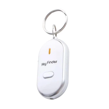 Звуковой брелок Key Finder для поиска ключей в радиусе до 10 м. со встроенным светодиодным фонариком 1 шт. Белый