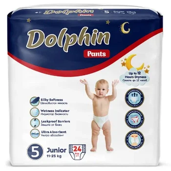 Подгузники-трусики детские Dolphin 5 junior (11-25 кг), 24 шт