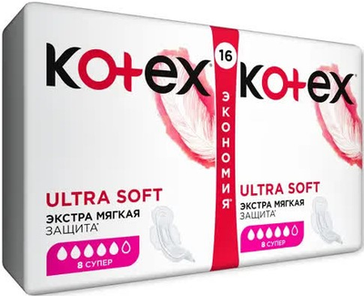 Прокладки Кotex Ultra Soft Super Duo 16 шт